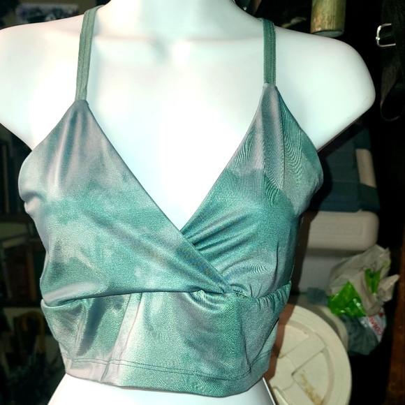 Beyond Yoga Tops - Beyond Yoga marbled Jade criss-cross yoga top szL NWT